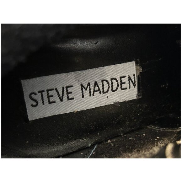 Vintage STEVE MADDEN Black Leather Heeled Boots (6M) - Picture 7 of 8